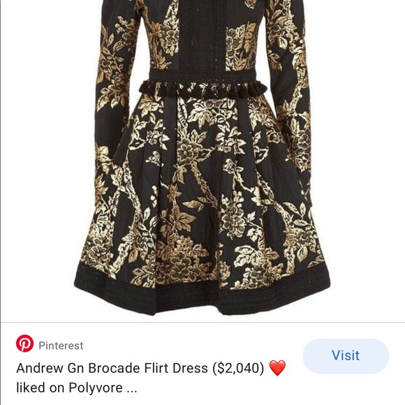 Andrew GN Black & Gold Brocade Tassel Dress - Picture 9 of 9